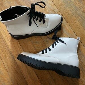 Madden Girl White Combat Boots Size 9